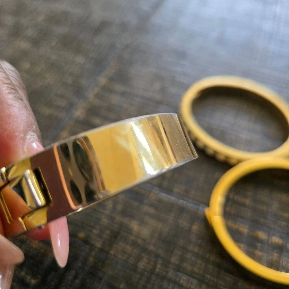 Vintage J. Crew Gold Tone Hinged Bangle Set Of 3